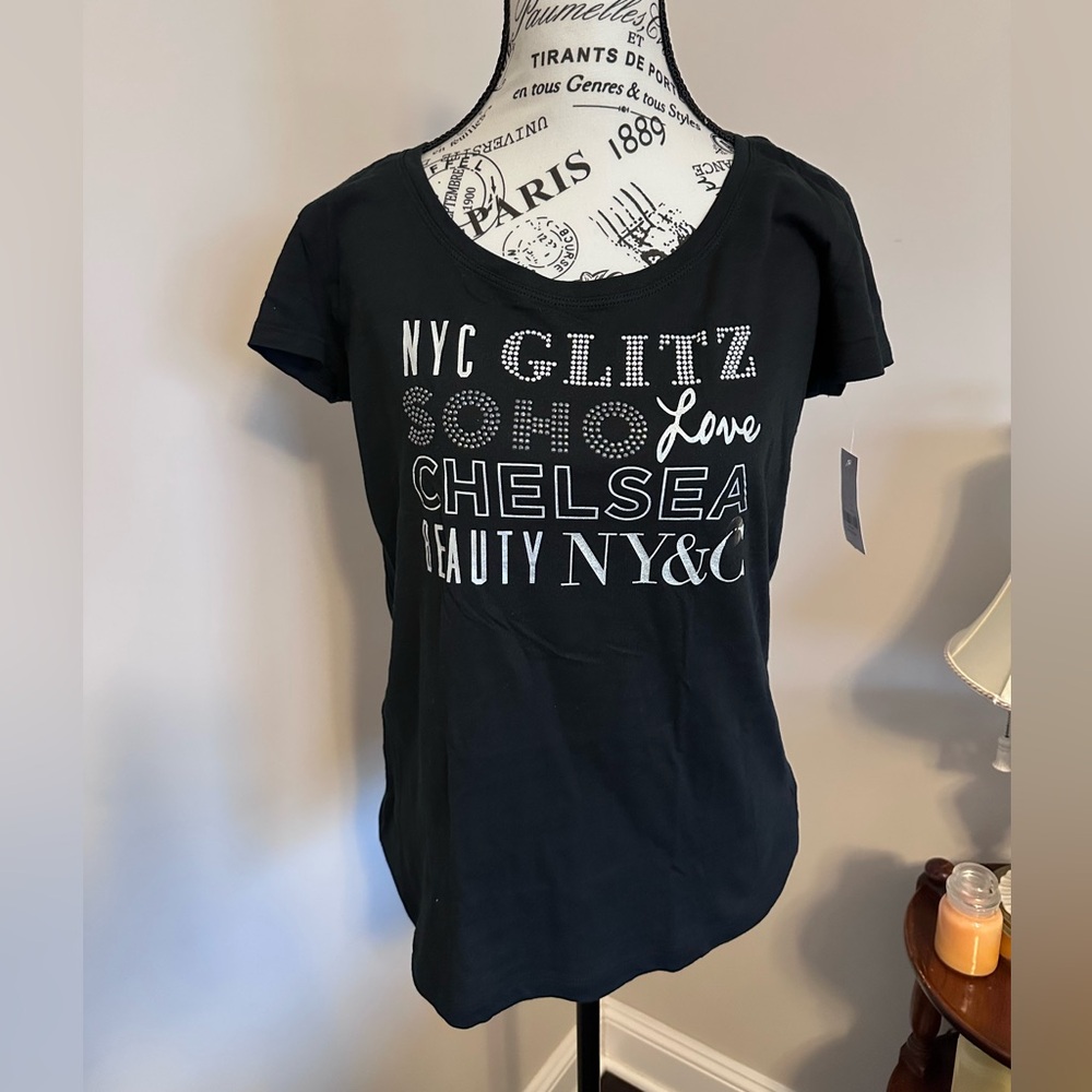 New York & Company Black NYC Graphic Tee